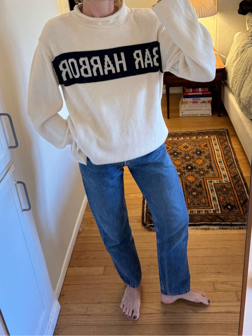 Vintage Bar Harbor Cream Cowl Neck Sweater
